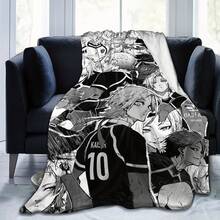 1pc Michael Kaiser Blue Lock Flannel Blanket - Polyester Throw Blanket With Digital Print, Multi-Purpose For Bedroom, Sofa, Bed, Car, All Seasons, Comfortable & Casual - Multicolor - View 4