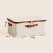 1pc Fabric Storage Box, Linen Clothes Storage Bin With Lid, Foldable Bedroom Toy Organizer