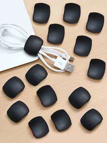 15 个黑色电线整理夹，简单多功能绕线夹