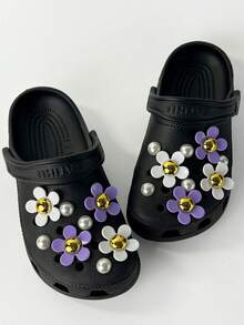 18pcs Flower & Faux Pearl Shoe Clips - Fresh & Elegant Design, Exquisite Shoe Decoration - Purple - View 6