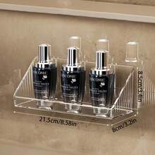 1 pièce Boîte de rangement sur plateau, petit organisateur de tablette flottante de salle de bain adhésive, convient pour la salle de bain, le miroir, le mur, le comptoir, transparent