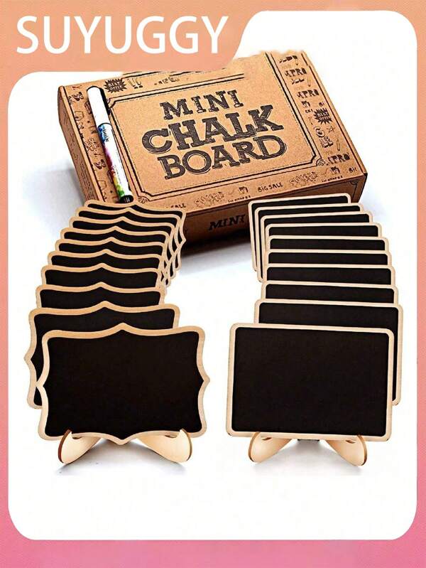 20/10/1 Mini Kreidetafel Schildchen für Heimdekoration, kleine Holz Nachrichtentafel, geeignet für Hochzeiten, Bäckerei-Displays, Hotels, Veranstaltungen, Desserts, Tischkarten, Muttertag und Abschlussfeiern