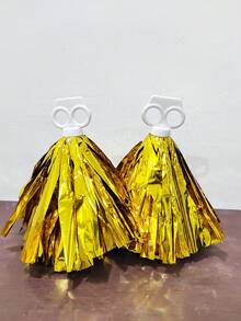 2pcs Cheerleading Pom Poms, Dance Pom Poms For Square Dance, School Sports Competitions, Rallying Exercises And Performances - Multicolor - View 11