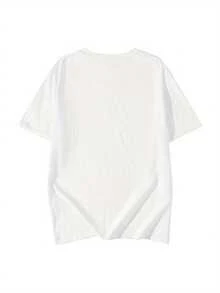 Made In Japan, Spring/Summer Cotton, Round Neck, Loose Fit, Versatile, Simple, English Print Short-Sleeve T-Shirt - White - View 3