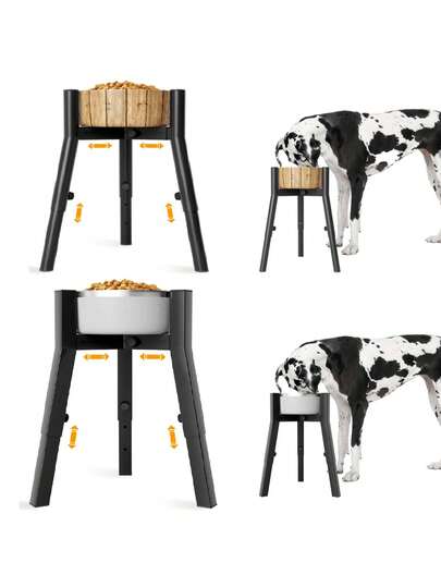 Adjustable Dog Bowl Stand For Medium & Large & Extra Large Dogs, 3 Adjustable Tall Dog Food Stand, Adjustable Wide 17.8-27.1cm Heights 25-30-34cm, Raised Dog Bowl Holder, Elevated Dog Bowl & Water Feeder (Bowl Not Included)