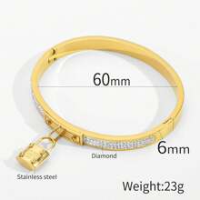 1pc Fashion Luxury Charm Stainless Steel Gold Silver Rose Gold Lock Bracelet Suitable For Women's Daily Wear