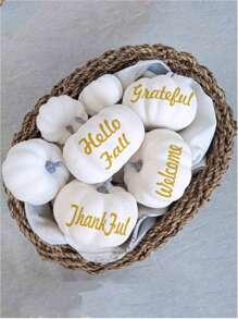 12pcs Assorted Size Rustic White Artificial Pumpkins, Suitable For Halloween, Thanksgiving Fall Decor, Harvest Display,Fake Plants