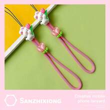 1 件可调节卡通粉色手机挂绳腕带挂件 - 彩色 - 查看 1