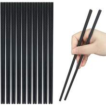 10 Pairs Fiberglass Chopsticks, Reusable Chopsticks, 9.3 Inches Dishwasher , Non-Slip, Black