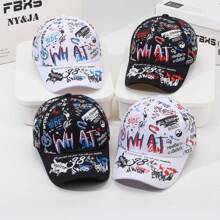 1 pezzo Cappellino da baseball stile graffiti streetwear hip hop, cappello personalizzato per protezione dal sole, adatto per tutte le stagioni
