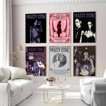 1/6pcs 80s Pop Punk Band Mazzy Star Music Retro Poster High Quality Printing Waterproof Decorative Hanging Painting Suitable For Bar Cafe Room Bedroom Decoration Wall Decoration Painting Frameless