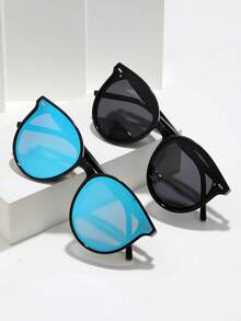 1 件几何图案男士经典复古圆形超大太阳镜，防眩光镜片可阻挡 99.99% 的 UVA 和 UVB 辐射，保护眼睛，过滤阳光反射，外出时保护眼睛免受长期紫外线伤害。优质塑料镜框材质。