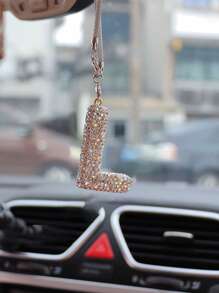 1pc Car Interior Pendant Rhinestone A-Z Letter Car Rear View Mirror Pendant Rear View Mirror Pendant Interior Decoration