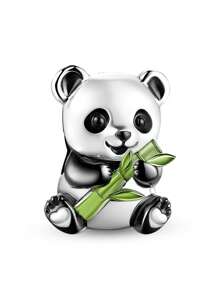 1PC 925 Sterling Silvere Cute Panda Bamboo Beads Fit For Women Bracelets Bangles DIY Jewelry Making And Daily Outfit Matching Jewelry Decoration For Girls