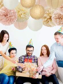 15 chiếc đèn lồng giấy trang trí tiệc màu vàng sâm panh và trắng - Kiểu dáng đồng quê mùa thu Bohemian, quà tặng cô dâu đám cưới, đồ trang trí treo sinh nhật mùa thu trung tính. - Nhiều màu - Xem 6