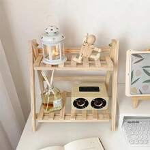 Wooden Desktop Storage Rack, 1 Count Double Layer Desk Organizer, Desk Storage Shelf Home Office, Summer Home Decor Shelf, Home Organizer, Desk Accessories, House Organizers - 黃色 - 查看 7