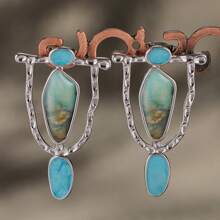 [Pendientes vintage] 1 par de pendientes vintage elegantes con colgante de gema verde, adecuados para bodas y ocasiones especiales