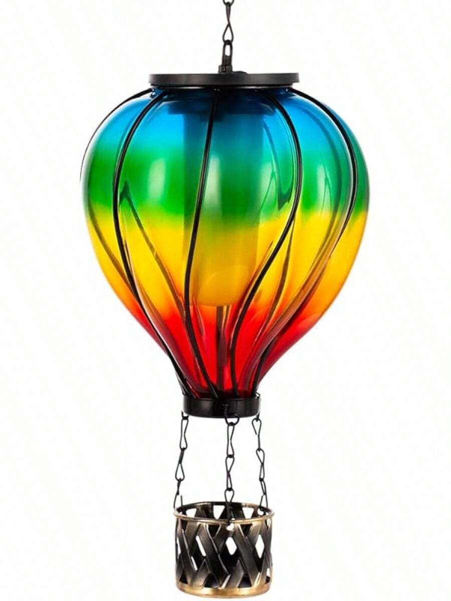 Starsoul Hot Balloon Solar Lantern With Flower Projection Metal Outdoor Waterproof Hot Balloon Solar Lights Hanging Lantern For Garden Yard Patio Decor - B-colorful - View 1