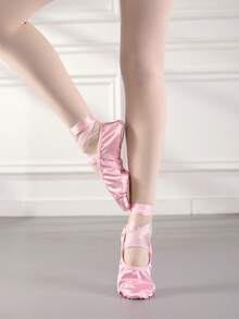 Giày ba lê nữ, giày bệt bằng satin/ruy băng, thích hợp cho ba lê, yoga, cosplay. - Màu Hồng  San hô - Xem 6