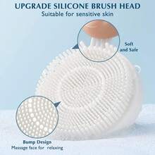 COSLUS Cepillo de limpieza facial Limpiador facial de silicona: Dispositivo de masaje exfoliante eléctrico FBS-D 2 en 1 Limpieza profunda Impermeable Máquina de spa giratoria - Sistema electrónico de - Azul - Ver 10