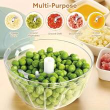 1pc Manual Meat Grinder And Garlic Chopper - Rotary Garlic Press With Transparent Container, Ideal For Chopping Vegetables And Onions - Great For Kitchen And RV Outdoor Cooking Accessories, RV Cooking Equipment | Ergonomic Design | Manually Operated Garlic Chopper, No Batteries Required