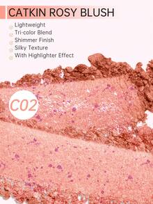 CATKIN 粉状腮红，打造自然光泽腮红高光，二合一柔滑可叠加烘焙腮红盘 C02 可爱腮红 - C02 Lovely Cheek - 查看 4