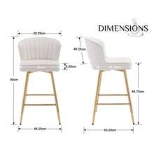 Chairus Barstools Kitchen Set Of 2 Counter Bar Stools Velvet High Stool Chair With Metal Legs - Beige - View 3
