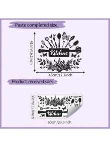 1 pièce Autocollants de cuisine/décoratifs Autocollants d'ustensiles de cuisine Autocollants floraux Autocollants imperméables et anti-poussière. Matériau PVC amovible et résistant à l'usure. Autocollants muraux 23,6 * 11,8 pouces, convient pour la décoration de cuisine, la décoration murale, la décoration de restaurant, les cadeaux d'anniversaire intéressants, les cadeaux de remise des diplômes, donnez une nouvelle apparence à votre maison
