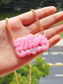 1 PC Colorful Acrylic Nameplate, Custom Necklace, Bling Name Necklace, Nameplate Necklace, Personalized Nameplate, Mother Day Gift, Gift For Her