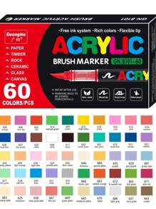 Set Of 60 Acrylic Paint Pens - Vibrant, Stackable Colors For Rock, Wood, Plastic And Fabric Art - Ideal For DIY Crafts, Office And School Supplies - Easy To Use School Supplies,Back To School