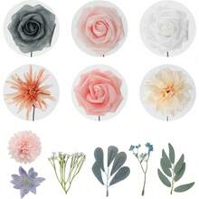 Artificial Flowers Combo, Champagne Silk Roses, Peonies, Dahlias With Stems For DIY Wedding Bouquets, Baby Shower, Table Centerpieces, Home Decor, Fake Floral Arrangements, Party Decorations - Pink&blue - 查看 2