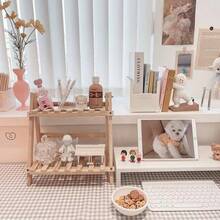 Wooden Desktop Storage Rack, 1 Count Double Layer Desk Organizer, Desk Storage Shelf Home Office, Summer Home Decor Shelf, Home Organizer, Desk Accessories, House Organizers - 黃色 - 查看 8