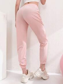 Lightweight Letter Print Women's Sports Shorts, Running Shorts With Drawstring Waistband, Fitness Ice Silk Pants - Nylon And Spandex - Women's Pants - Suitable For Running, Fitness And Sports - Perfect Gift For Fitness Enthusiasts