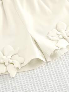 2pcs/Set Young Girl Summer Floral Decor Camisole And Shorts - Beige - View 8