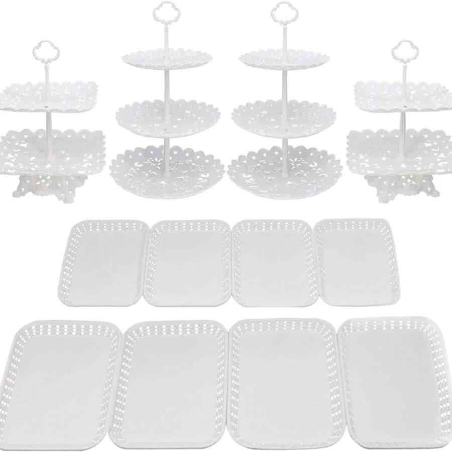 Cupcake Stands Plastic Dessert Stand Holder Serving Tray Fruit Plate For Wedding Birthday Party Fruits Desserts Candy Bar
