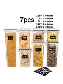 6/9/12/18pcs  Kitchen Gadgets,Sealed Pasta Boxes With LIDS, Labels And Markings - Versatile Containers For Pasta, Dry Food, Flour And Sugar - Kitchen Organizer And Storage, Dishwasher ,Stocking Stuffers For Women,Local Warehouse,Vanity - 黑與白 - 查看 16