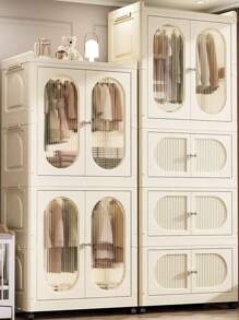 5/4/3/2/1 Layer No-Assembly Adult & Baby Wardrobe, Versatile Children Clothes Storage Cabinet, Plastic Folding Organizer Closet For Home Use