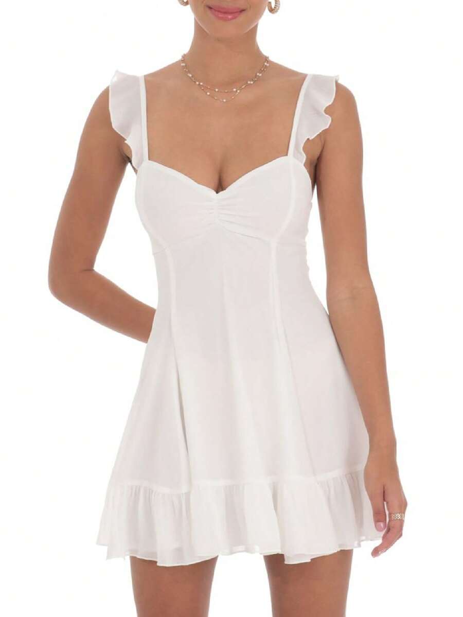 Women Graduation Corset Mini Dress Backless Tie Up A Line Short Dresses For Graduation Grad Party - 白色 - 查看 1
