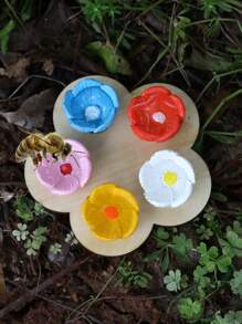 5pcs/Set Colorful Flower & Bee Design Birdbath - Resin Insect Feeder, Attract And Nourish Bees, Suitable For Gardening And Urban Farm Decor