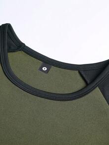 男士常规剪裁插肩短袖 T 恤，撞色拼布老鹰印花，休闲圆领 T 恤，适合户外、运动，适合作为送给丈夫或男朋友的礼物 - 彩色 - 查看 5