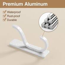 Self Adhesive Wall Hooks For Hanging - 13 LB Strong Hold, Sticky Hangers For Coat, Towel, Purse, Keys, Bag - For Wall, Door, Bathroom, Shower, Kitchen - Stainless Metal, White, 4 Pack - 白色 - 查看 5