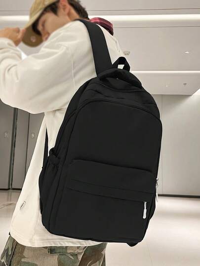 Casual Men's Large-Capacity Minimalist Solid-Color Backpack, New And Unique Style, Versatile For Outings, Commuting, Suitable For Both Men And Women. Bag For School College, School Supplies, School Backpack, School Bag, Backpack For School, School Bookbag, Back To School Bags, Large Capacity, Lightweight, Portable, Suitable For Teen Girls Women College Students, Teacher, White-Collar Workers, Perfect For Back To School, First Day Of School, Middle School, High School University Bag