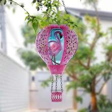 Starsoul Hot Balloon Solar Lantern With Flower Projection Metal Outdoor Waterproof Hot Balloon Solar Lights Hanging Lantern For Garden Yard Patio Decor - Pink Flamingo - View 4