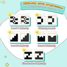 Educational Hiding Blocks Puzzle For Ages 3+ - Brain - Boosting 2 - Player Challenge With 370 Question Cards - Black and White - View 9