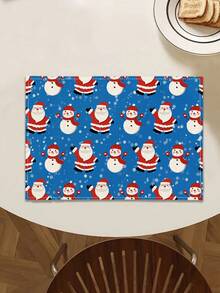 1/2/4/6/8 piezas Manteles individuales con estampado digital, serie navideña con estampado de muñeco de nieve y Papá Noel, adecuados para uso diario, festivales, fiestas, cumpleaños, bodas, cenas, decoración del hogar para la cocina y el comedor - Multicolor - Ver 11