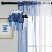 4 Panels Ombre  Sheer Curtains  For Living Room Bedroom Decor, Gradient Semi Voile Rod Pocket Window Curtain Drapes - Màu xanh lam - Xem 5