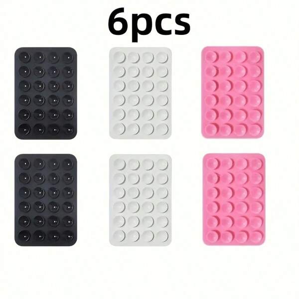 Set Of 6 Silicone Suction Cup Phone Cases, Hands-Free Wall Mount Sticky Pad Fastening For Mirror & Window, Compatible With Most Smartphones - 3x2 Inch With 24 Suction Cups Compatible With IPhone, Android Phone, Gift For Birthday, Family, Friends Phone Holder, Phone Stand, Phone Accessories Compatible With IPhone, Android Phone, Gift For Birthday, Family, Friends