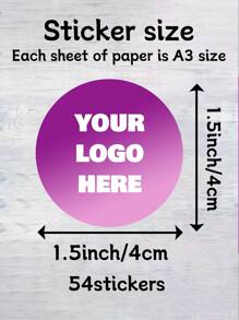 54-540Pcs Custom Logo Stickers,Personalized Round Stickers,Customized Text Label Stickers,Customizable Thank You Stickers,Wedding Stickers,Kids Stickers,Party Stickers,Name Stickers,Custom Text And Logo,Envelopes,Gift Boxes,Backpacks,Business,Company,Valentine's Day,Father's Day,Girlfriend,Worker