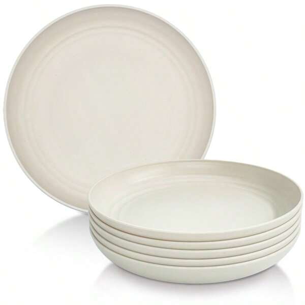 4/6pcs Reusable PP Plastic Plate Set | Shatter-Resistant, Microwave/Dishwasher Safe | Pasta/Dessert/Fruit Plates | Home/Picnic/Camping/Restaurant | Lightweight Multipurpose Dinnerware Set