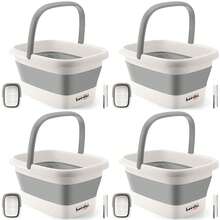 Collapsible Foot Bath Basin For Soaking Feet,Foot Soak Tub,Plastic Foot Bucket With Handles And Massage Acupoint,Foldable Laundry Basket-Gery - Grey - View 2